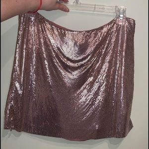 Marciano Rose Gold Chain Mesh Metallic Skirt